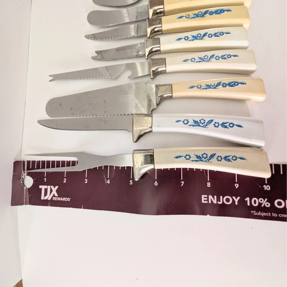 Vintage Lifetime Cutlery Corn Flower 9pc Set Sheffield Stainless Serveware